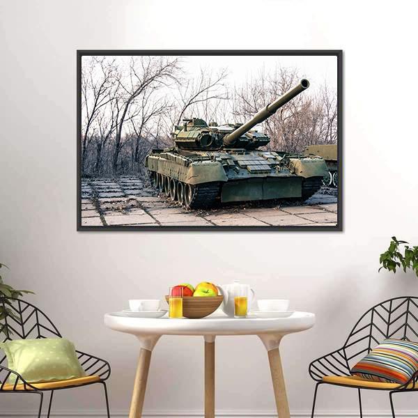 Green Military Tank Canvas Wall Art-3 Horizontal-Gallery Wrap-25" x 16"-Tiaracle
