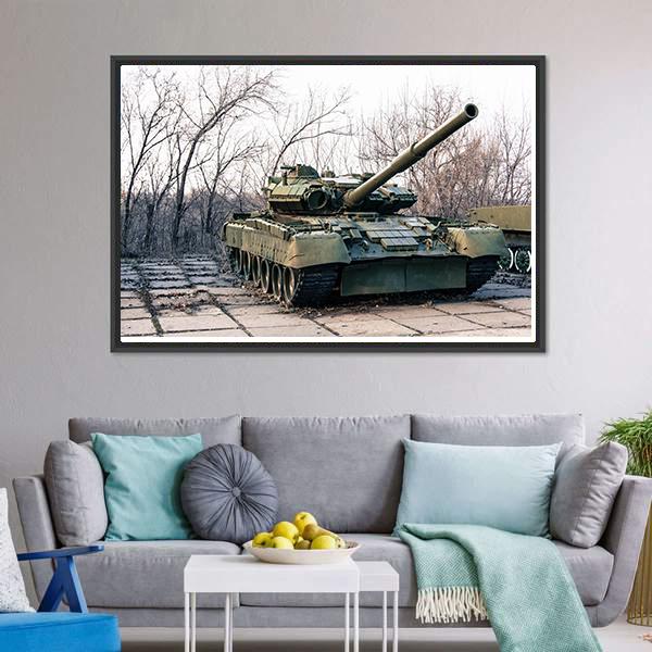 Green Military Tank Canvas Wall Art-3 Horizontal-Gallery Wrap-25" x 16"-Tiaracle