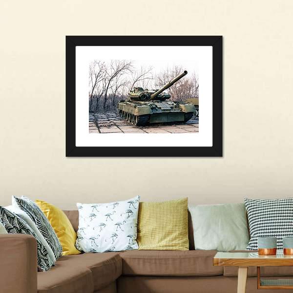 Green Military Tank Canvas Wall Art-3 Horizontal-Gallery Wrap-25" x 16"-Tiaracle