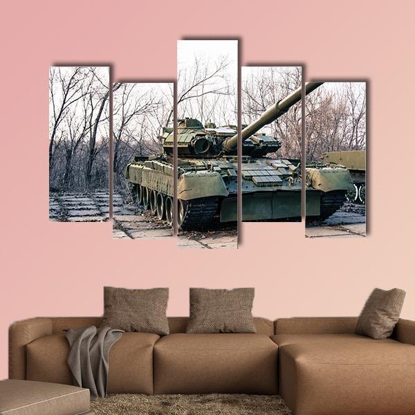 Green Military Tank Canvas Wall Art-5 Pop-Gallery Wrap-47" x 32"-Tiaracle