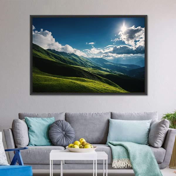 Green Mountain Canvas Wall Art-3 Horizontal-Gallery Wrap-25" x 16"-Tiaracle