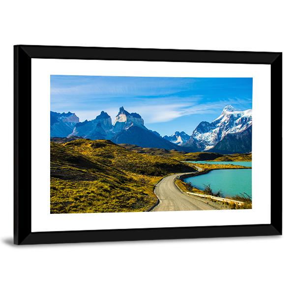 Green Mountain Near Snow Covered Mountain Canvas Wall Art-3 Horizontal-Gallery Wrap-25" x 16"-Tiaracle