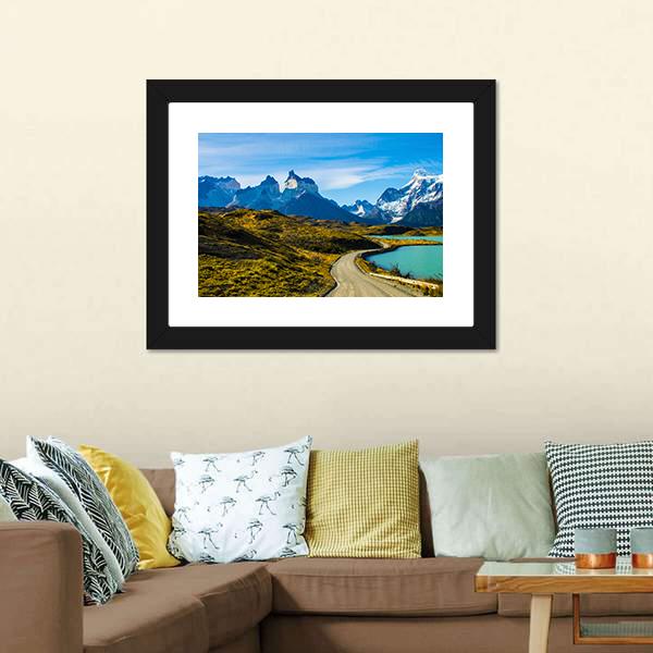 Green Mountain Near Snow Covered Mountain Canvas Wall Art-3 Horizontal-Gallery Wrap-25" x 16"-Tiaracle
