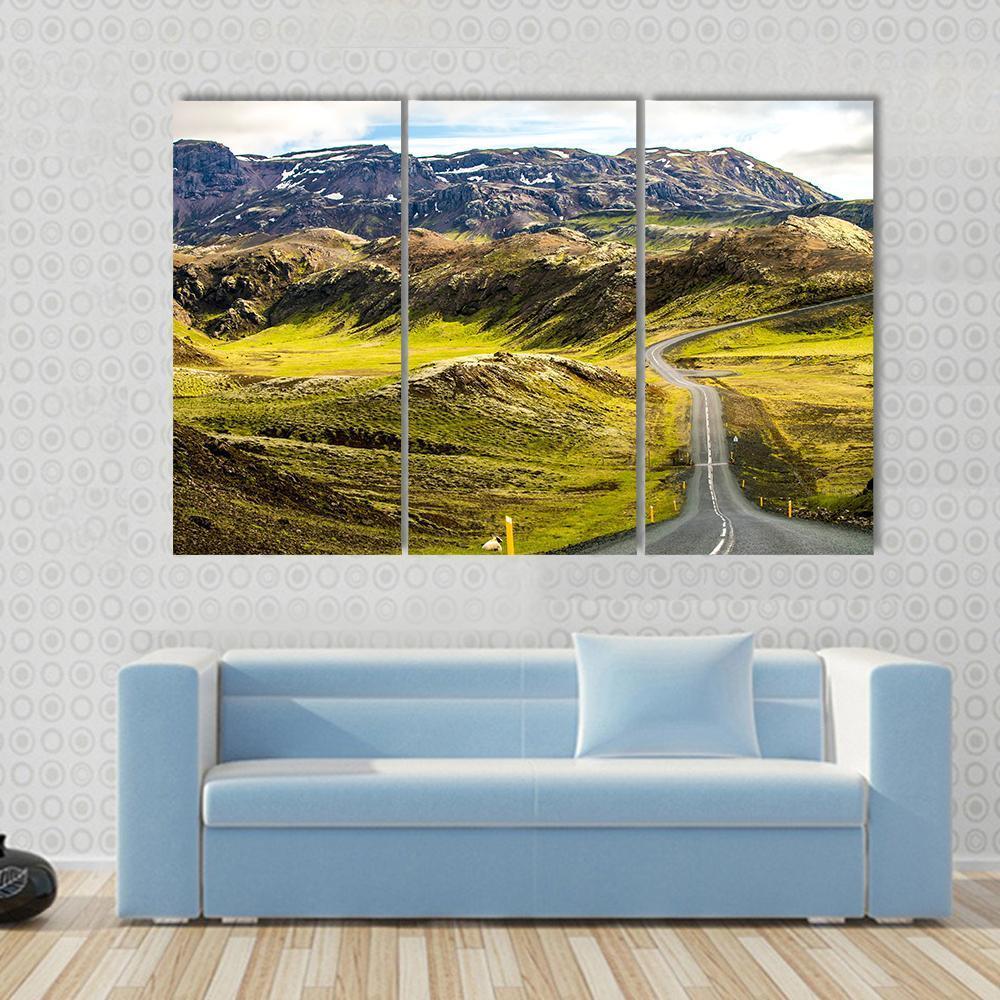 Green Mountain Road Canvas Wall Art-3 Horizontal-Gallery Wrap-37" x 24"-Tiaracle