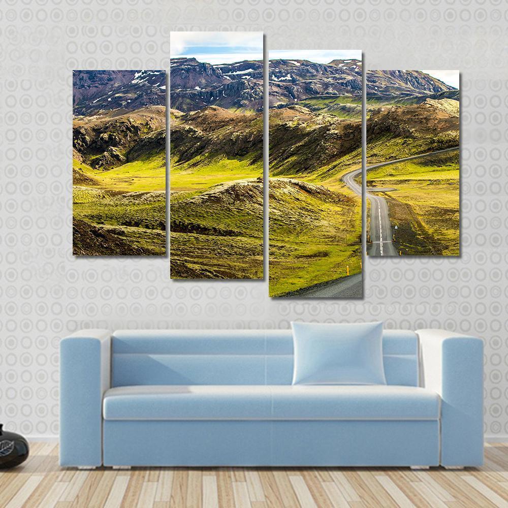 Green Mountain Road Canvas Wall Art-4 Pop-Gallery Wrap-50" x 32"-Tiaracle