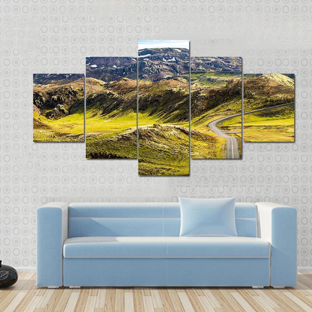 Green Mountain Road Canvas Wall Art-5 Star-Gallery Wrap-62" x 32"-Tiaracle