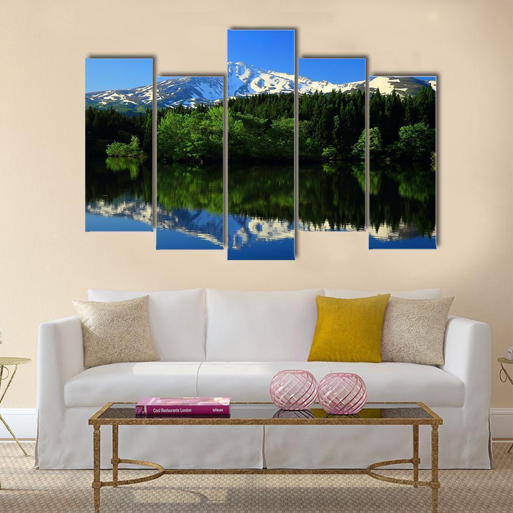 Green Mt Chokai Canvas Wall Art-5 Pop-Gallery Wrap-47" x 32"-Tiaracle