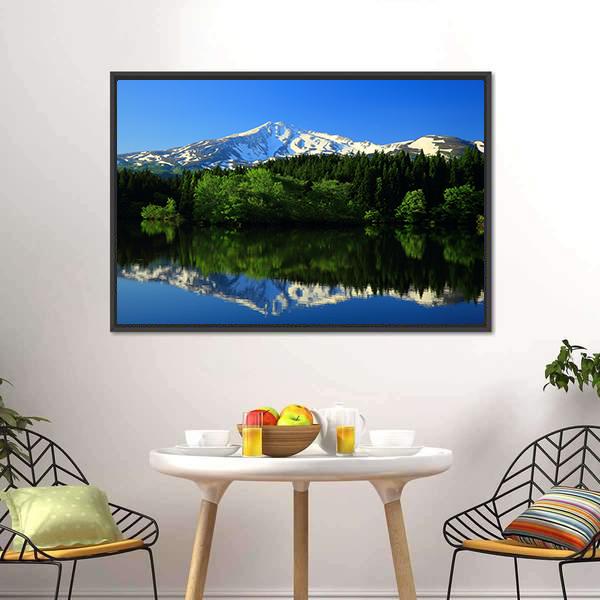 Green Mt Chokai Canvas Wall Art-1 Piece-Floating Frame-24" x 16"-Tiaracle