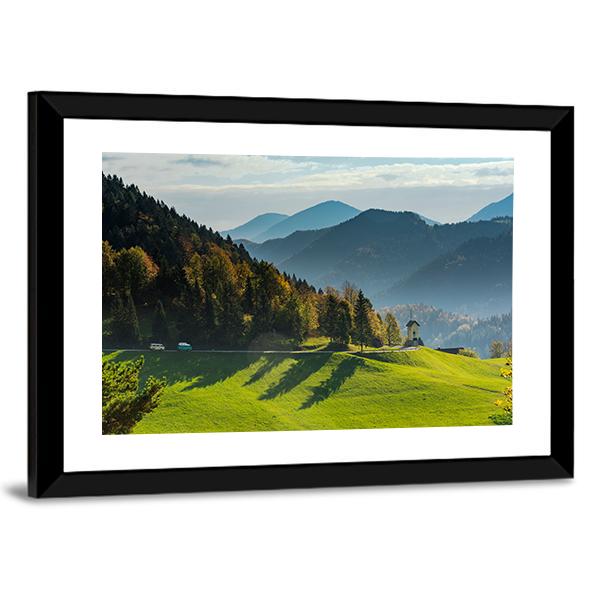 Green Pasture And Mountains Canvas Wall Art-3 Horizontal-Gallery Wrap-25" x 16"-Tiaracle