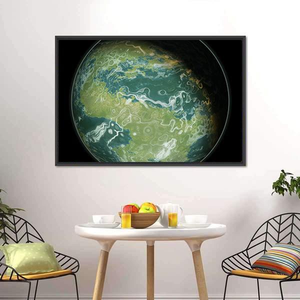 Green Planet Canvas Wall Art-1 Piece-Floating Frame-24" x 16"-Tiaracle