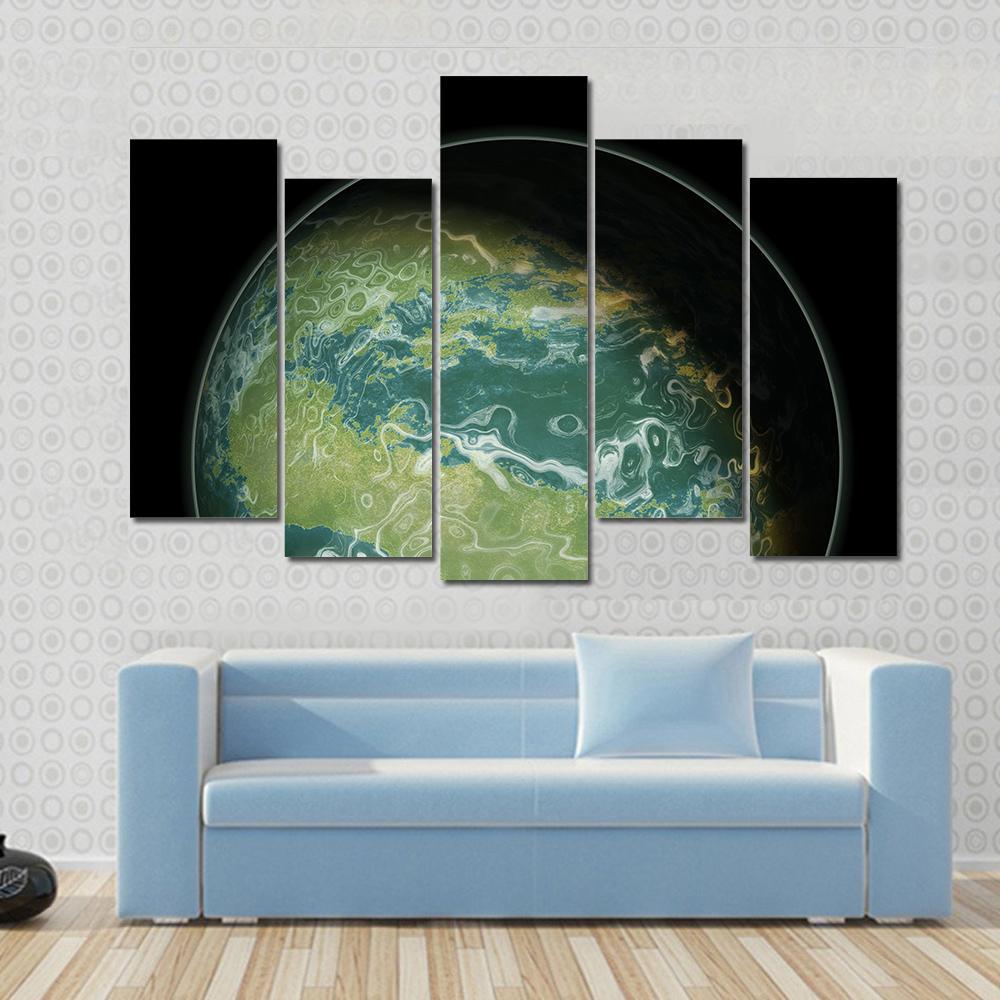 Green Planet Canvas Wall Art-5 Pop-Gallery Wrap-47" x 32"-Tiaracle