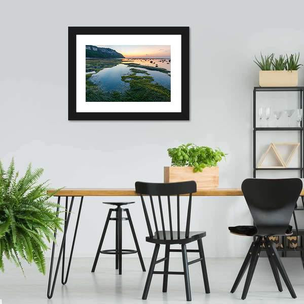 Green Rocks Beach At Bali Canvas Wall Art-5 Horizontal-Gallery Wrap-22" x 12"-Tiaracle