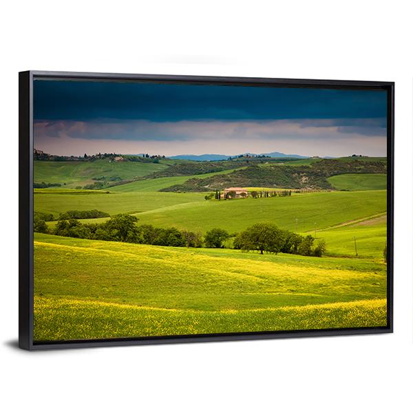 Green Summer Landscape Tuscany Canvas Wall Art-3 Horizontal-Gallery Wrap-25" x 16"-Tiaracle