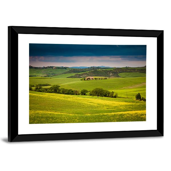 Green Summer Landscape Tuscany Canvas Wall Art-3 Horizontal-Gallery Wrap-25" x 16"-Tiaracle