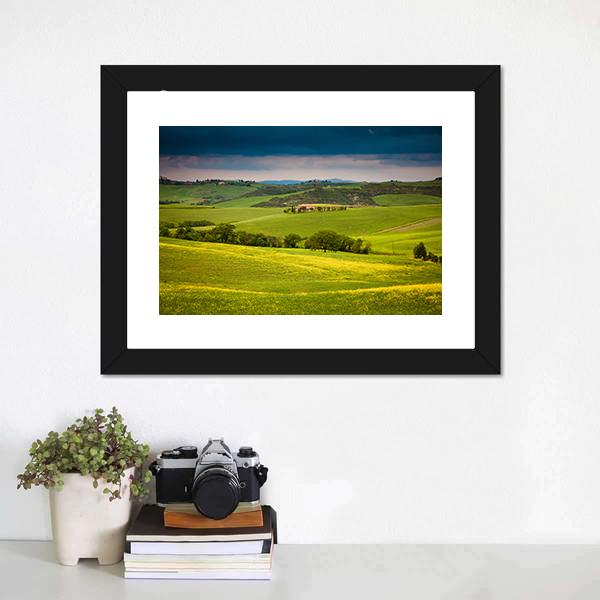 Green Summer Landscape Tuscany Canvas Wall Art-1 Piece-Framed Print-20" x 16"-Tiaracle