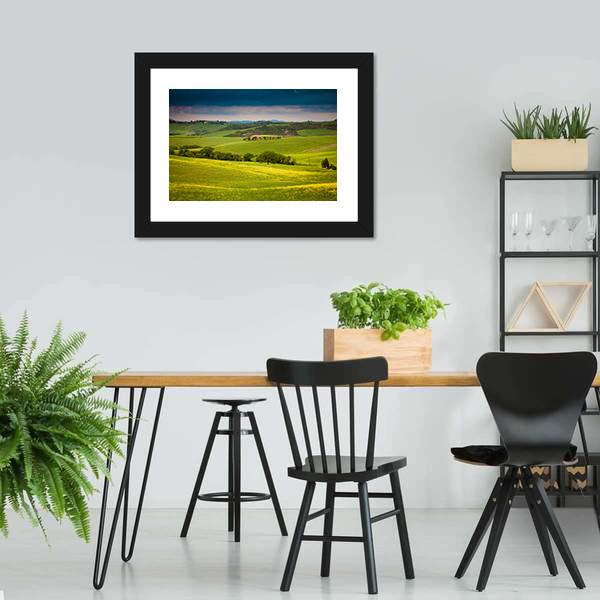 Green Summer Landscape Tuscany Canvas Wall Art-3 Horizontal-Gallery Wrap-25" x 16"-Tiaracle