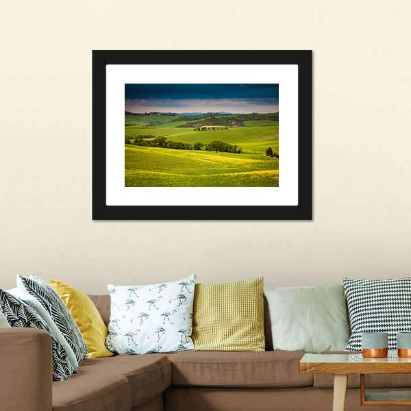 Green Summer Landscape Tuscany Canvas Wall Art-3 Horizontal-Gallery Wrap-25" x 16"-Tiaracle