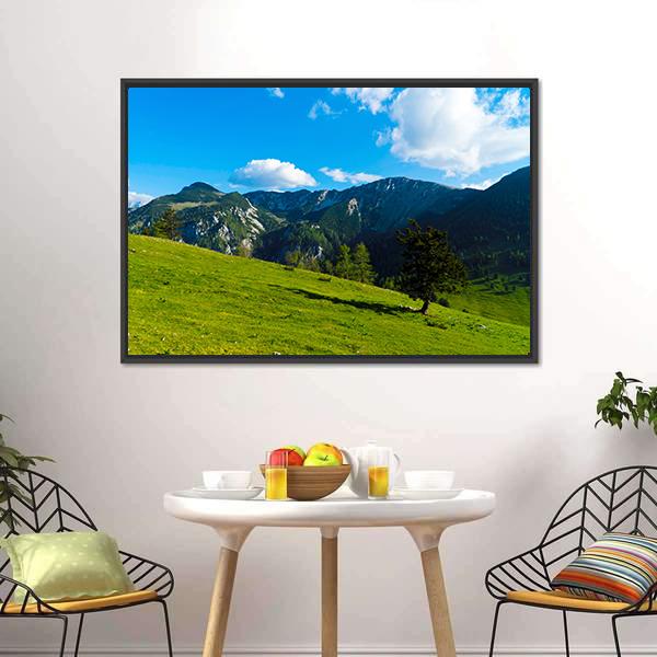 Green Tree On Field Canvas Wall Art-3 Horizontal-Gallery Wrap-25" x 16"-Tiaracle