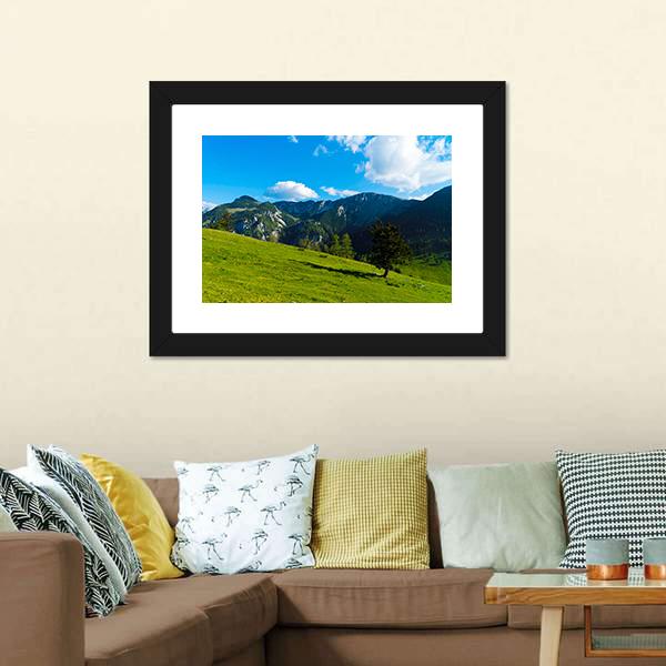 Green Tree On Field Canvas Wall Art-3 Horizontal-Gallery Wrap-25" x 16"-Tiaracle