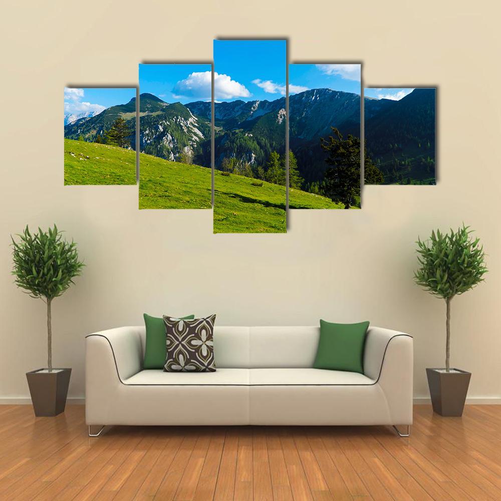 Green Tree On Field Canvas Wall Art-5 Pop-Gallery Wrap-47" x 32"-Tiaracle