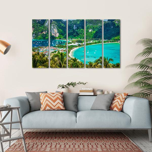 Green Tropical Island Canvas Wall Art-5 Horizontal-Gallery Wrap-22" x 12"-Tiaracle