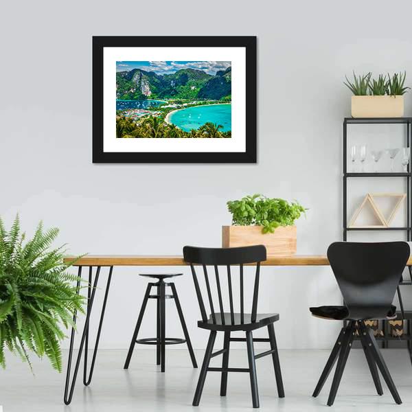 Green Tropical Island Canvas Wall Art-3 Horizontal-Gallery Wrap-25" x 16"-Tiaracle