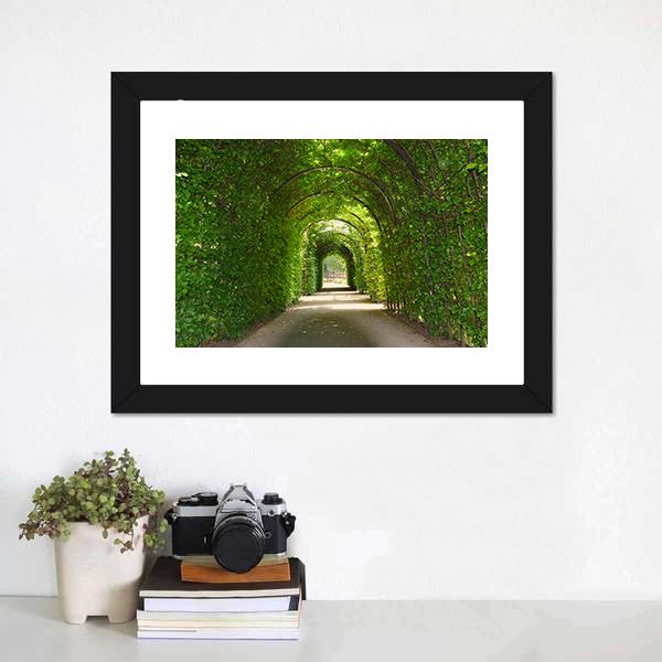 Green Tunnel Of Trees Canvas Wall Art-1 Piece-Framed Print-20" x 16"-Tiaracle
