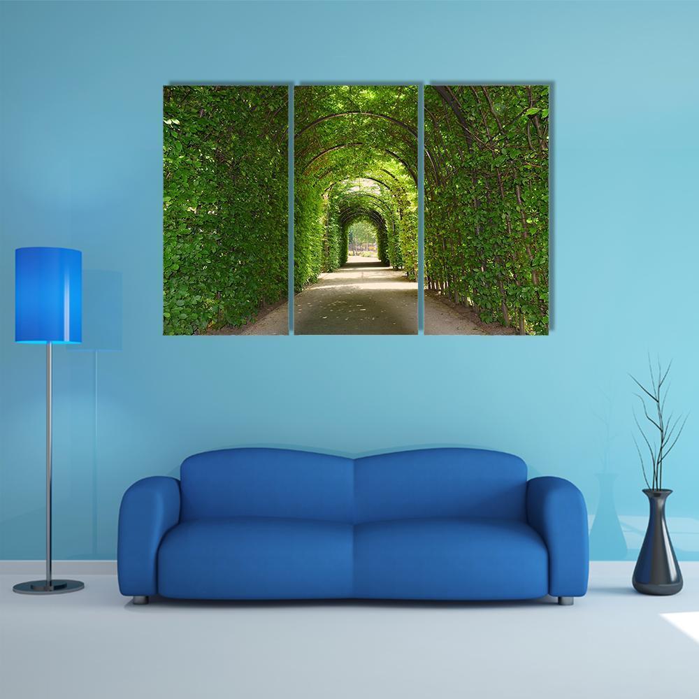 Green Tunnel Of Trees Canvas Wall Art-3 Horizontal-Gallery Wrap-37" x 24"-Tiaracle