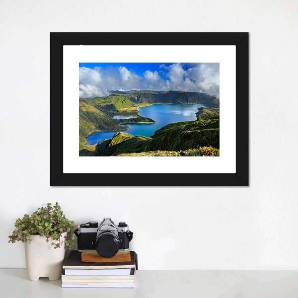 Green Valley On San Miguel Island Azores Canvas Wall Art-1 Piece-Framed Print-30" x 20"-Tiaracle