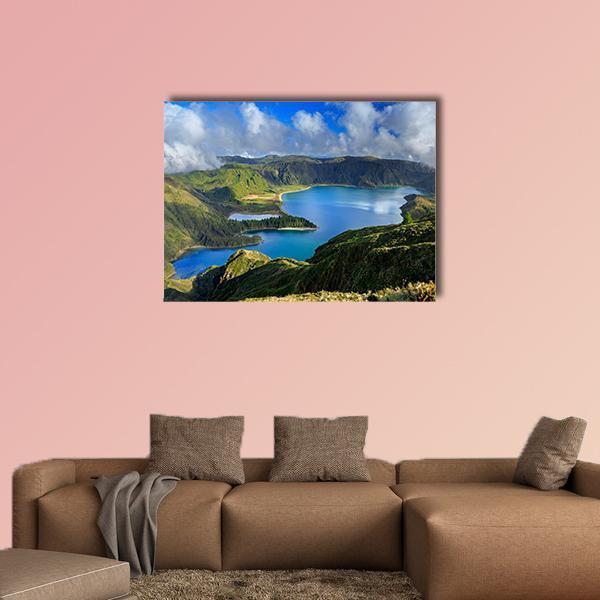 Green Valley On San Miguel Island Azores Canvas Wall Art-5 Horizontal-Gallery Wrap-22" x 12"-Tiaracle