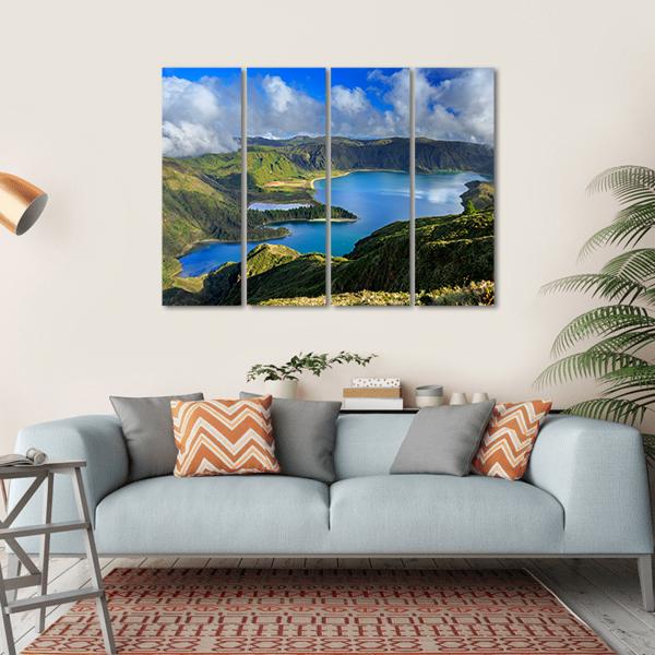 Green Valley On San Miguel Island Azores Canvas Wall Art-4 Horizontal-Gallery Wrap-34" x 24"-Tiaracle