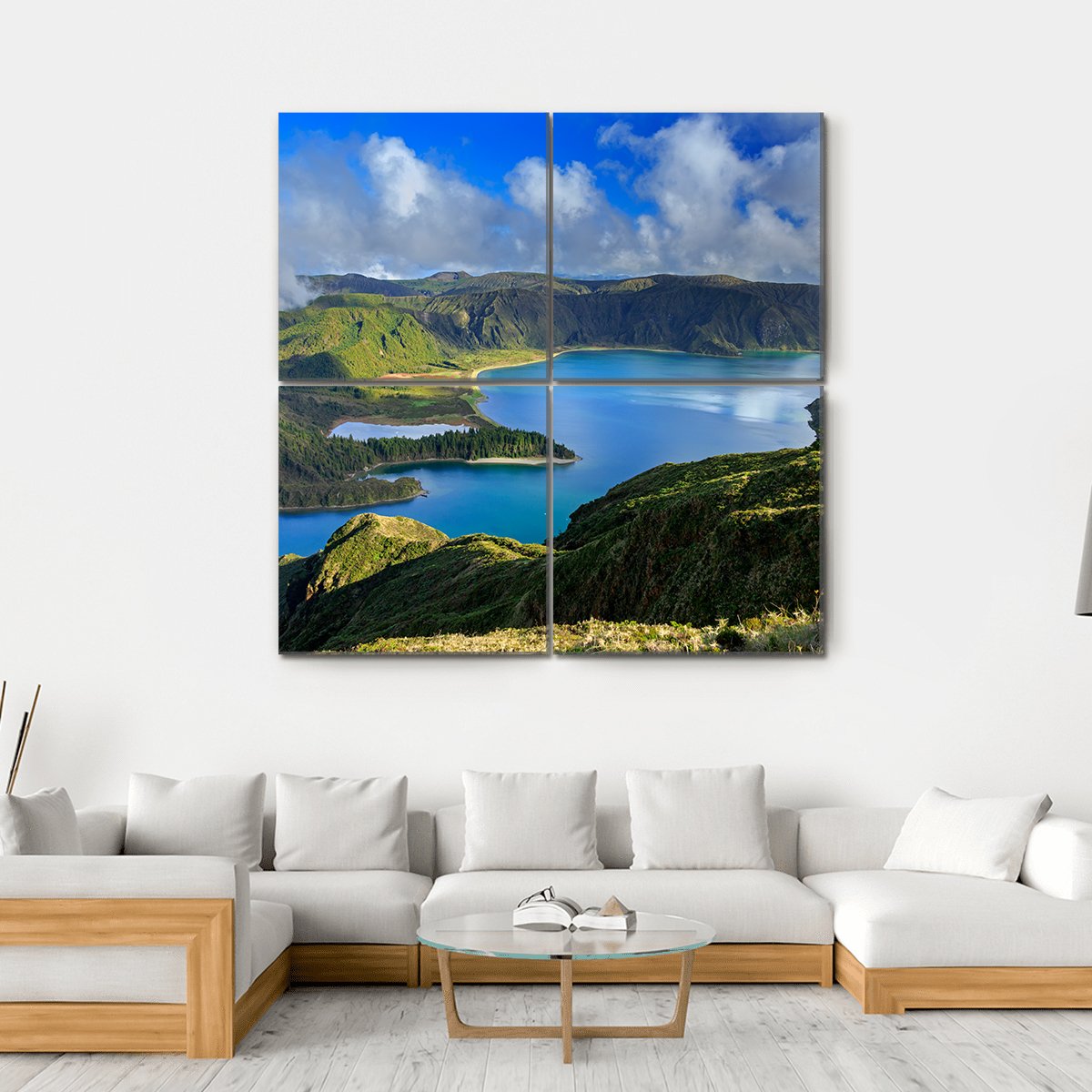Green Valley On San Miguel Island Azores Canvas Wall Art-4 Square-Gallery Wrap-17" x 17"-Tiaracle