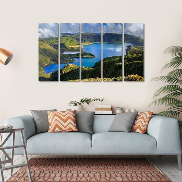 Green Valley On San Miguel Island Azores Canvas Wall Art-5 Horizontal-Gallery Wrap-22" x 12"-Tiaracle