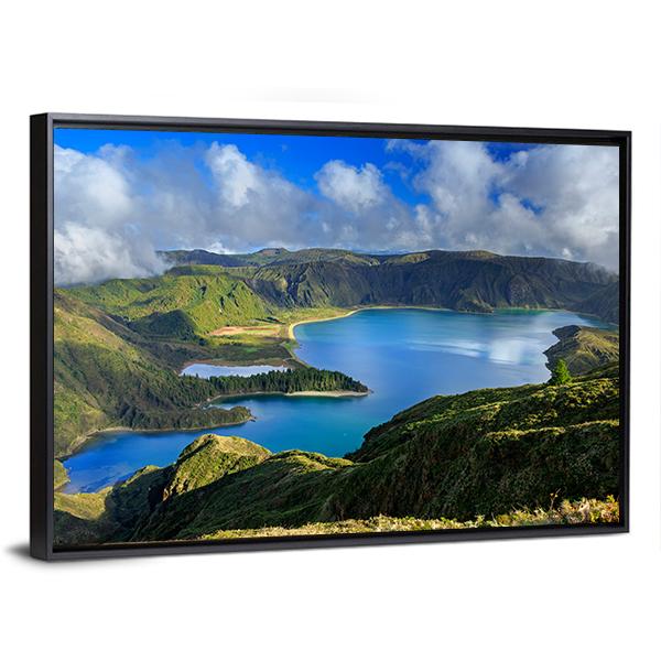 Green Valley On San Miguel Island Azores Canvas Wall Art-3 Horizontal-Gallery Wrap-25" x 16"-Tiaracle