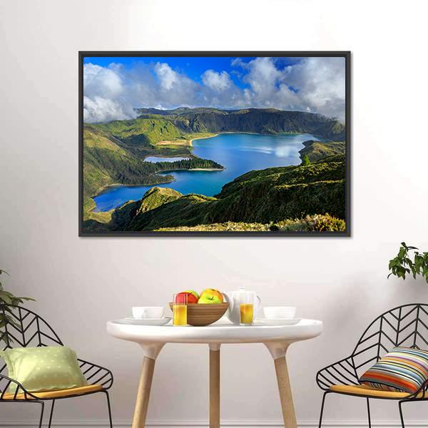 Green Valley On San Miguel Island Azores Canvas Wall Art-3 Horizontal-Gallery Wrap-25" x 16"-Tiaracle
