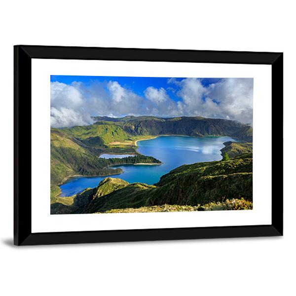 Green Valley On San Miguel Island Azores Canvas Wall Art-3 Horizontal-Gallery Wrap-25" x 16"-Tiaracle