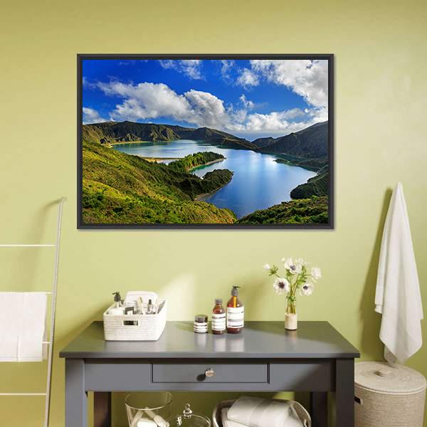 Green Valley On San Miguel Island Canvas Wall Art-1 Piece-Floating Frame-24" x 16"-Tiaracle