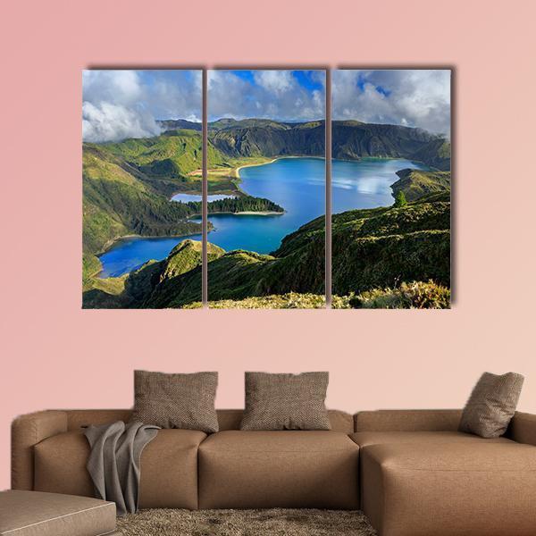 Green Valley On San Miguel Island Azores Canvas Wall Art-3 Horizontal-Gallery Wrap-37" x 24"-Tiaracle