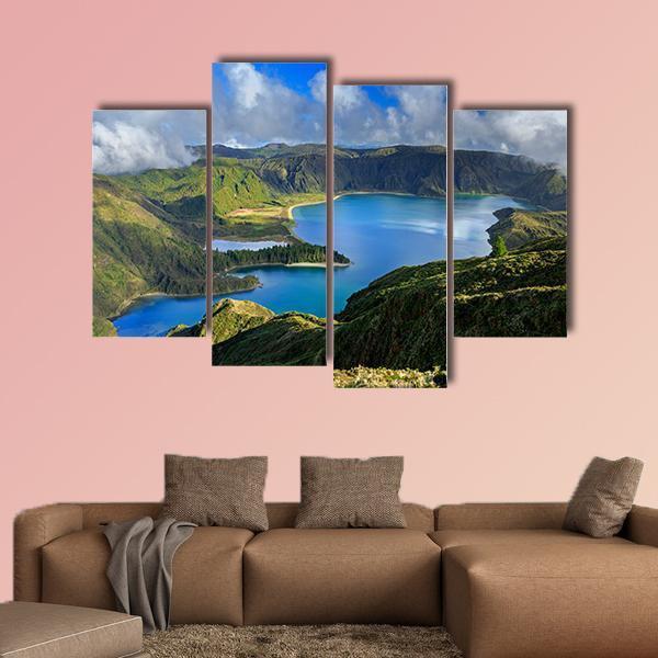 Green Valley On San Miguel Island Azores Canvas Wall Art-4 Pop-Gallery Wrap-50" x 32"-Tiaracle