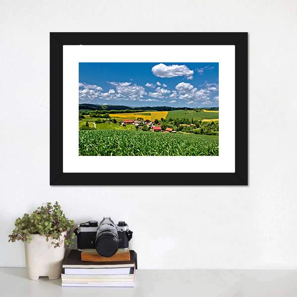 Green Village Croatia Canvas Wall Art-1 Piece-Framed Print-20" x 16"-Tiaracle