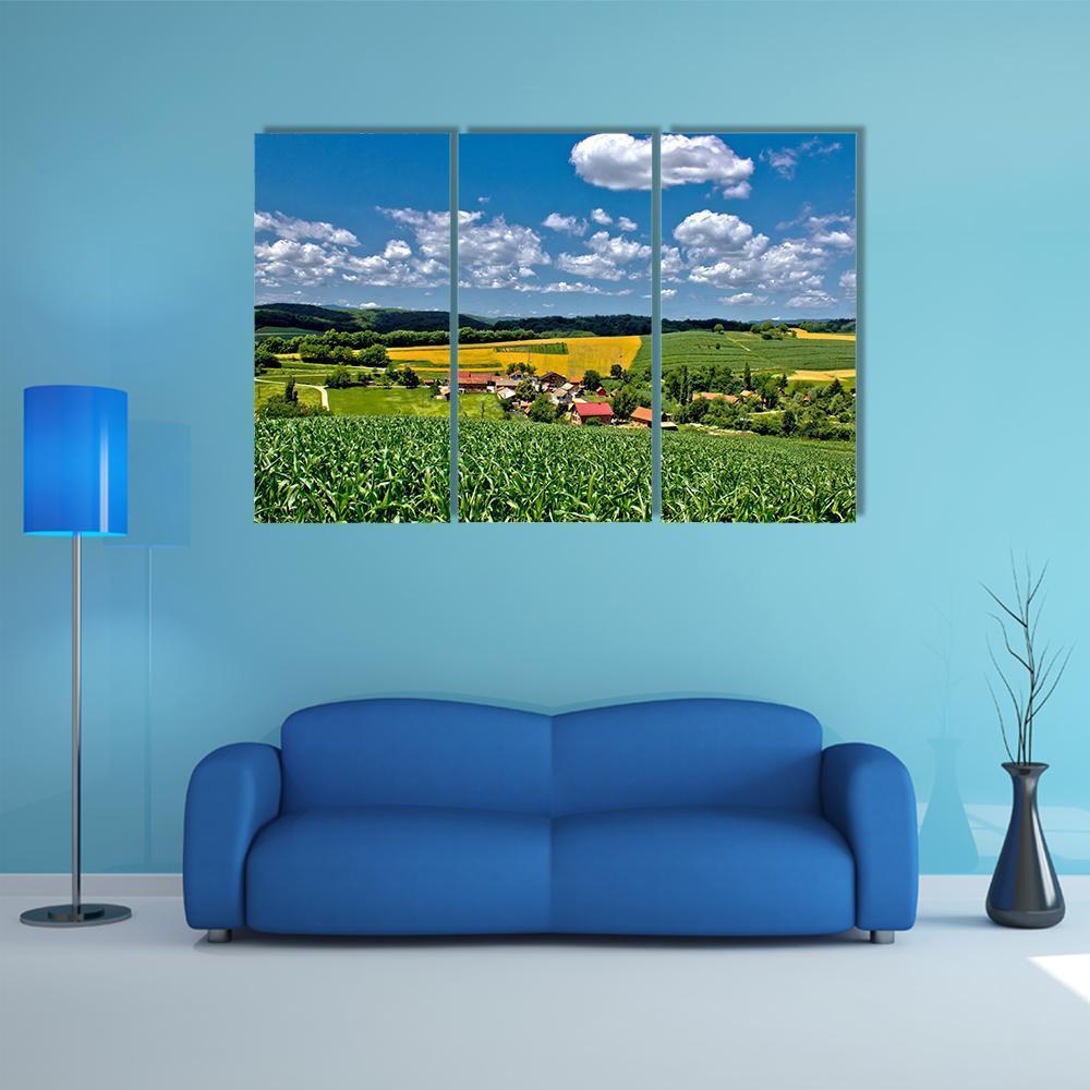 Green Village Croatia Canvas Wall Art-3 Horizontal-Gallery Wrap-37" x 24"-Tiaracle