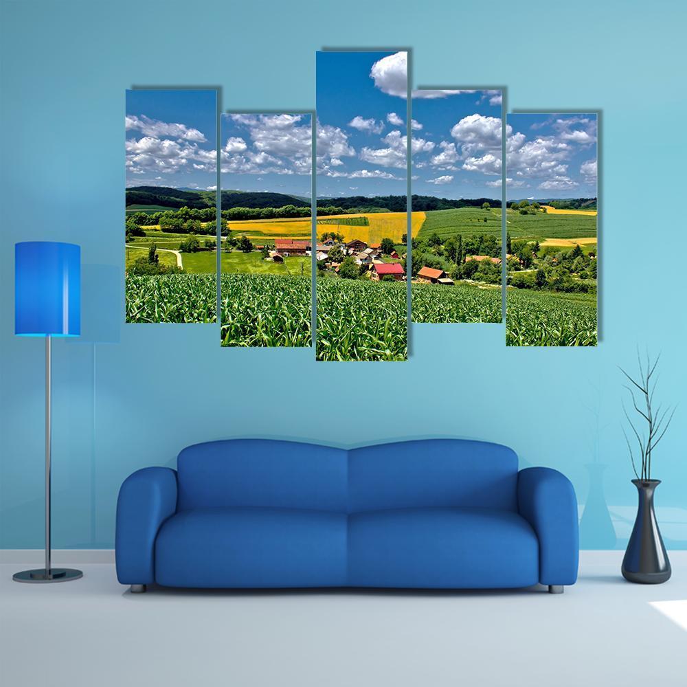 Green Village Croatia Canvas Wall Art-5 Pop-Gallery Wrap-47" x 32"-Tiaracle