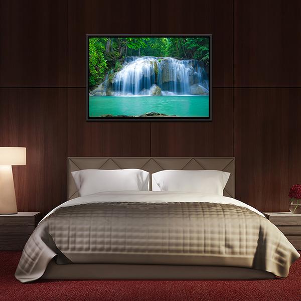 Green Waterfall Canvas Wall Art-3 Horizontal-Gallery Wrap-25" x 16"-Tiaracle