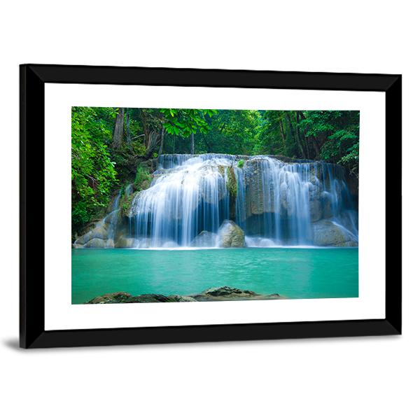 Green Waterfall Vertical Canvas Wall Art-3 Vertical-Gallery Wrap-12" x 25"-Tiaracle