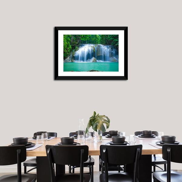 Green Waterfall Vertical Canvas Wall Art-3 Vertical-Gallery Wrap-12" x 25"-Tiaracle