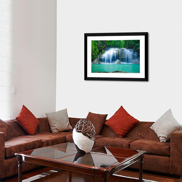 Green Waterfall Vertical Canvas Wall Art-3 Vertical-Gallery Wrap-12" x 25"-Tiaracle