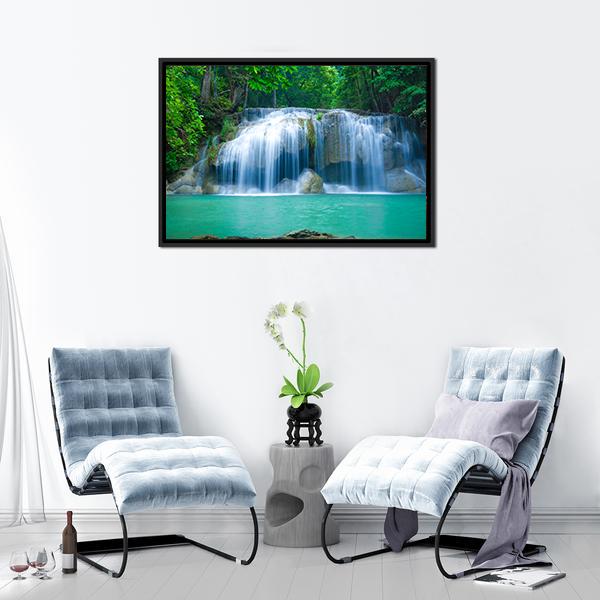 Green Waterfall Vertical Canvas Wall Art-3 Vertical-Gallery Wrap-12" x 25"-Tiaracle