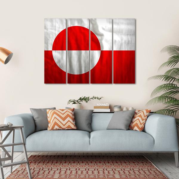 Greenland Flag Canvas Wall Art-4 Horizontal-Gallery Wrap-34" x 24"-Tiaracle
