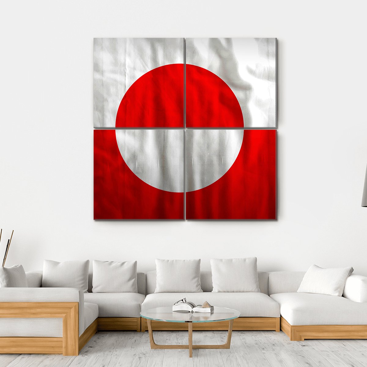 Greenland Flag Canvas Wall Art-4 Square-Gallery Wrap-17" x 17"-Tiaracle