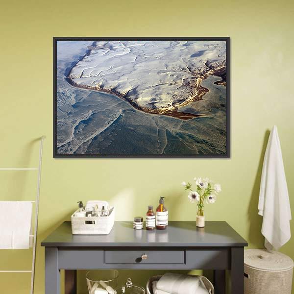 Greenland From The Air Canvas Wall Art-1 Piece-Floating Frame-24" x 16"-Tiaracle